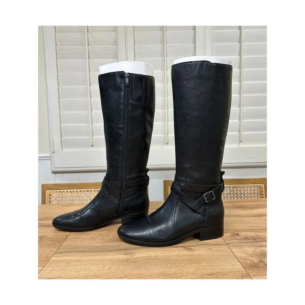 Naturalizer Rena 2 Riding Boots Knee High Black Leather Size 9.5 NIB Sleek Comfy